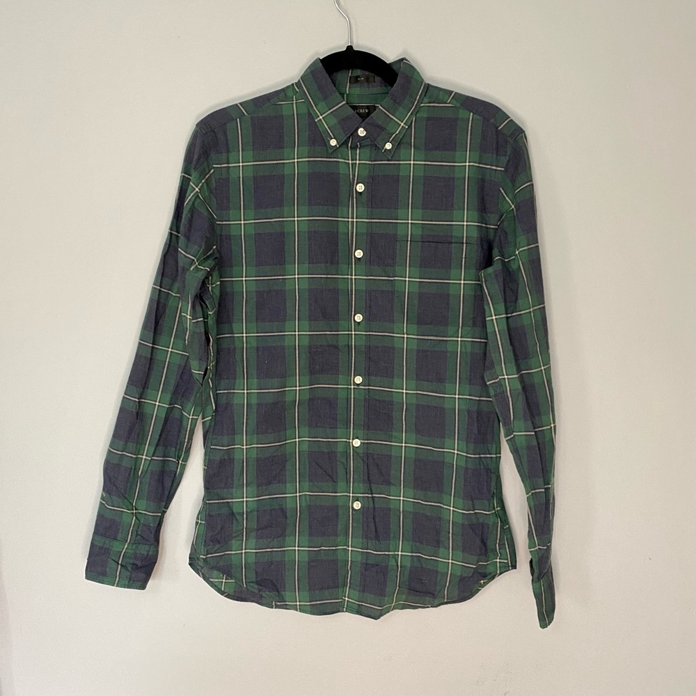 Jcrew green plaid shirt Small